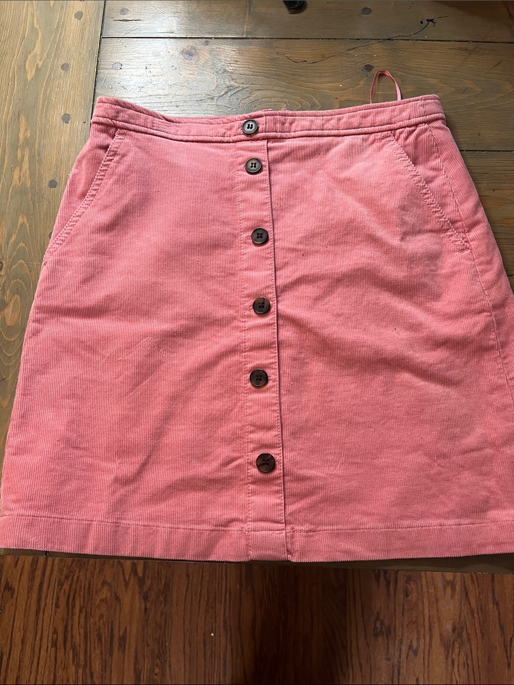 J. Crew Coral Button-Front Corduroy Mini Skirt